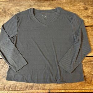 Koolaburra UGG Ribbed V Neck Long Sleeve Charcoal Gray Soft Stretch Woman's XL